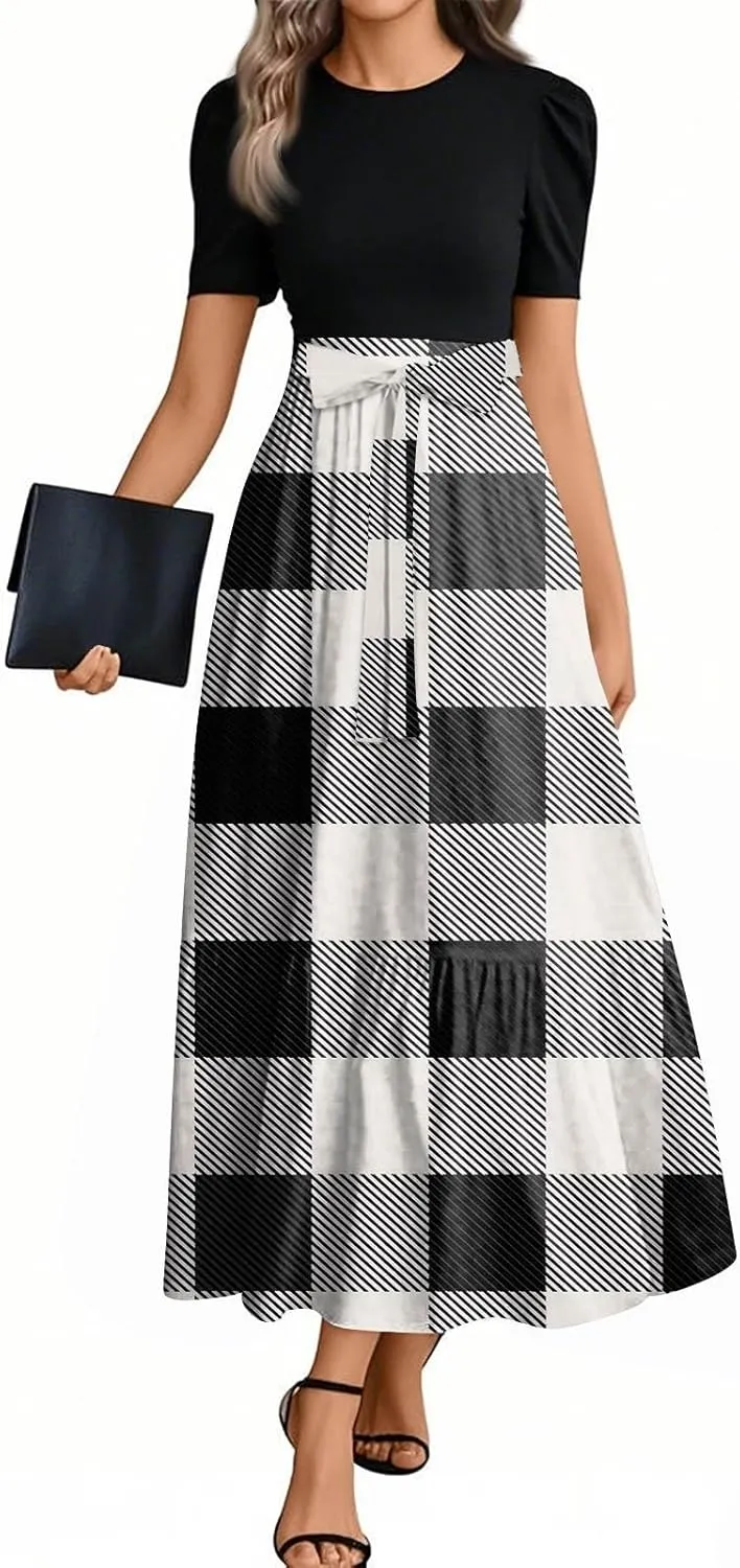 2025 Beach Dresses, Maxi Print Boho Jumpsuits for Women Spring Bow High Waisted Rompers for Women