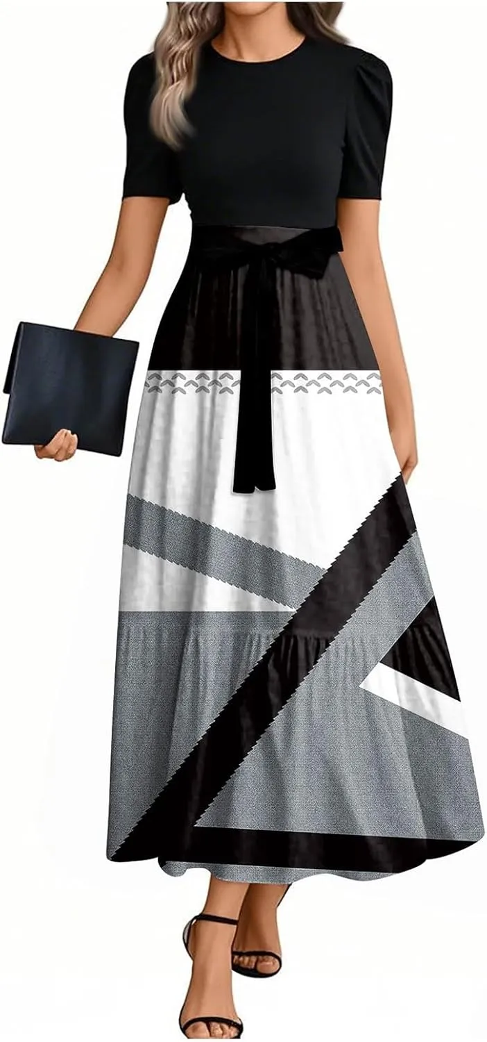 2025 Beach Dresses, Maxi Print Boho Jumpsuits for Women Spring Bow High Waisted Rompers for Women