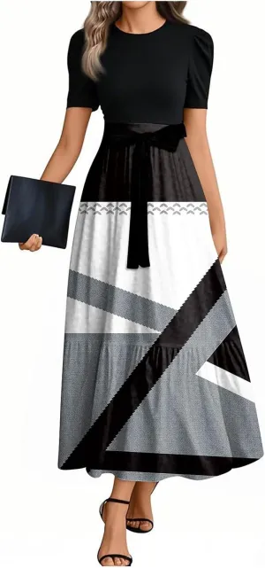 2025 Beach Dresses, Maxi Print Boho Jumpsuits for Women Spring Bow High Waisted Rompers for Women