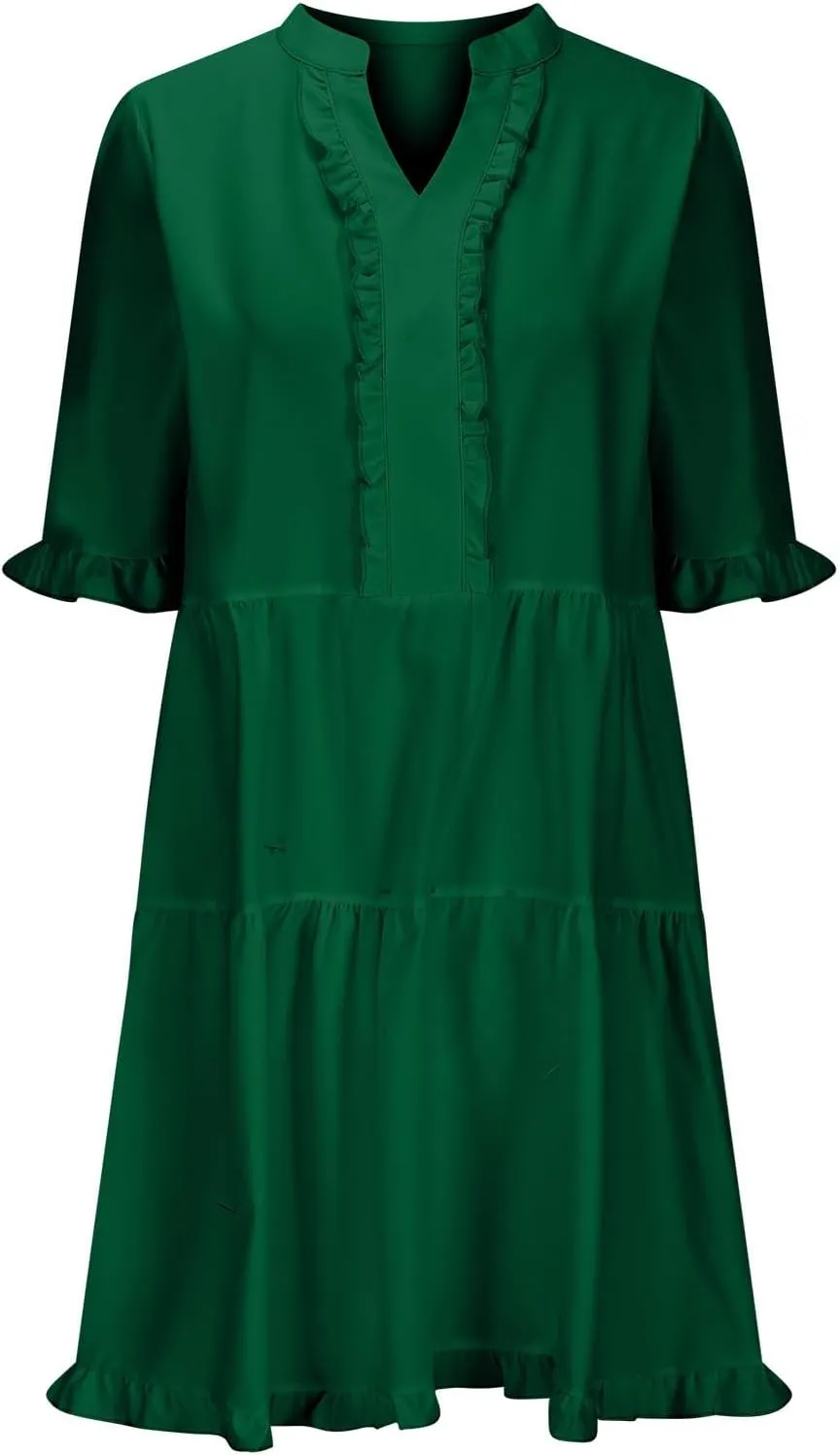 Babydoll Dresses for Women Summer Beach Dress Sexy V Neck Dresses Casual Ruffle Sun Dresses Mini A-Line Dress 2025