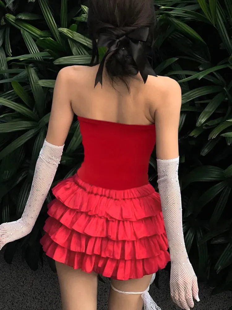 Bow Splice Sexy Off Shoulder Backless Bodycon Club Solid Party Slim Crop Top