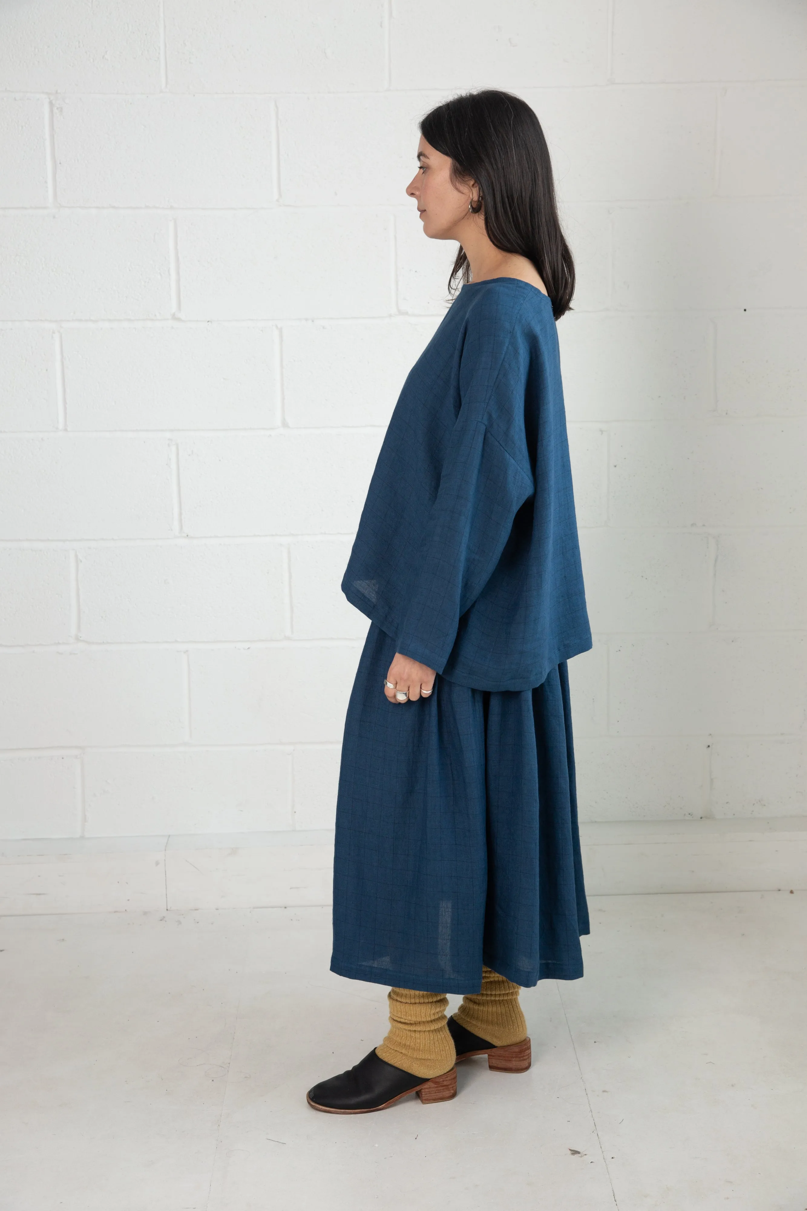Bradley Top in Blue Linen