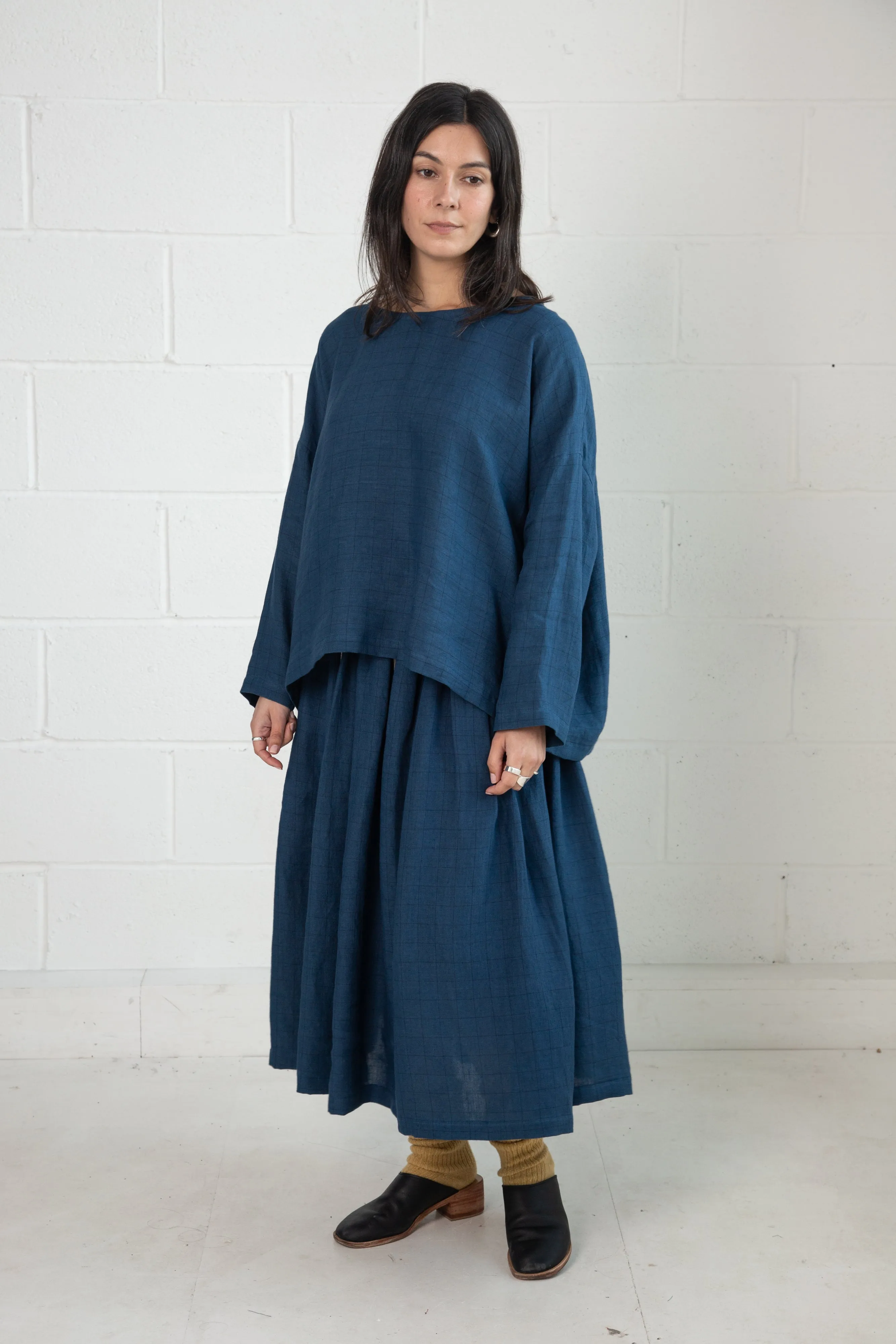 Bradley Top in Blue Linen