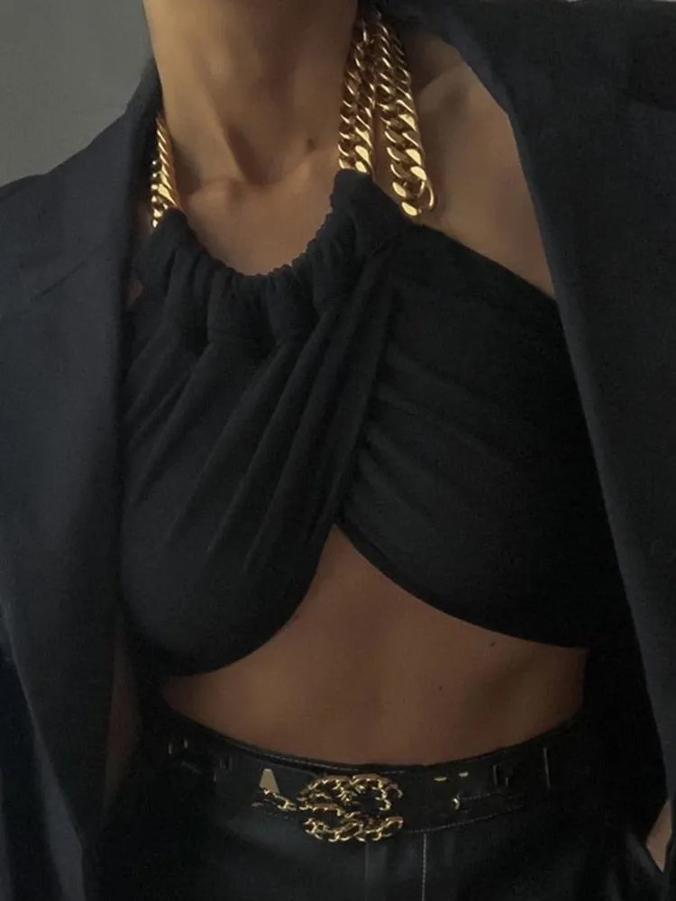 Chic Halter Chain Crop Top