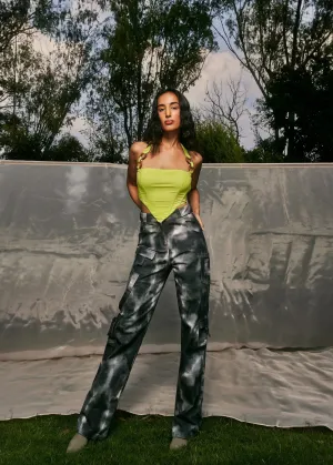 Cora Grey Smoke Embellished Cargo Pants