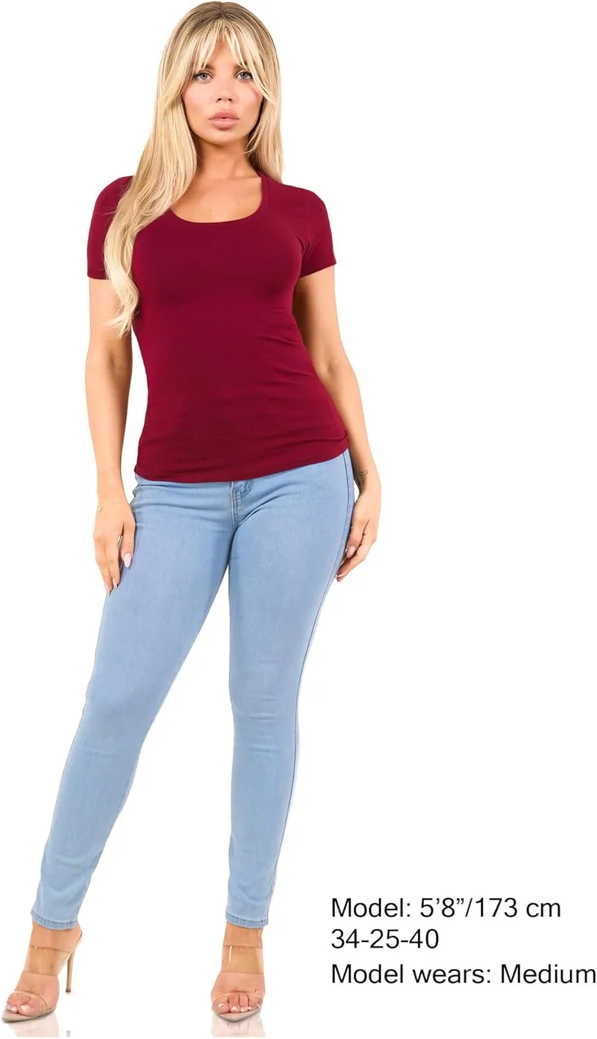 Cotton Tshirts for Women Short Sleeve Tshirt Basic Tees Plain T Shirt Womens Casual Tops Tee Undershirt Pack 1-4