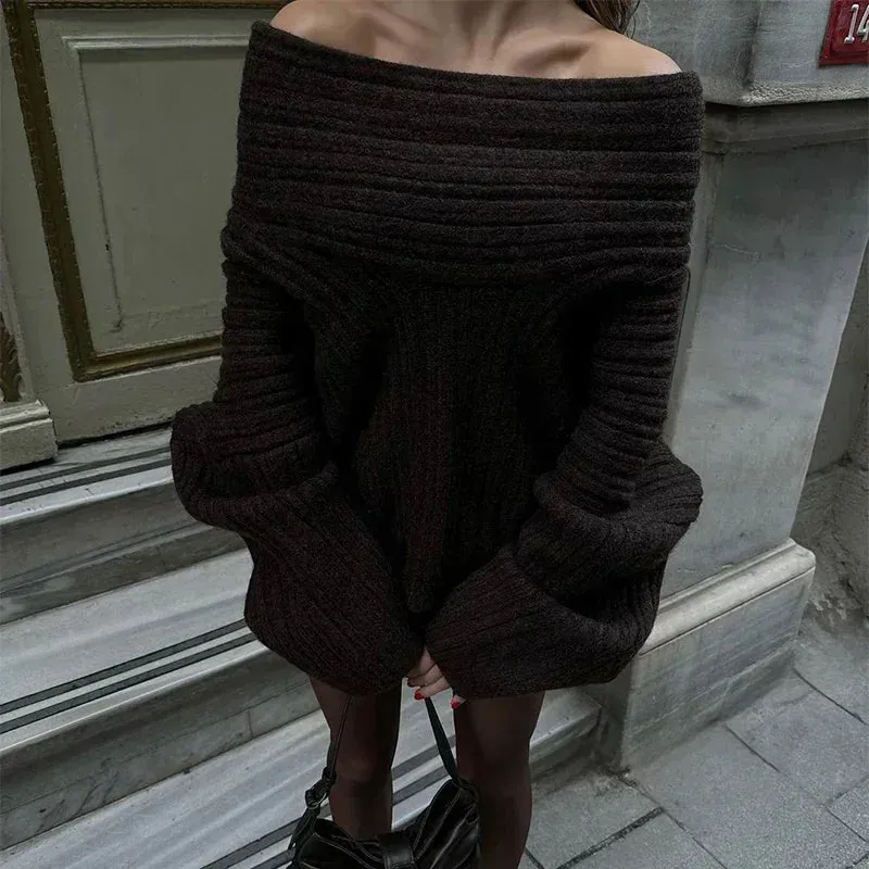 Elegant Off-Shoulder Sweater for Fall & Winter