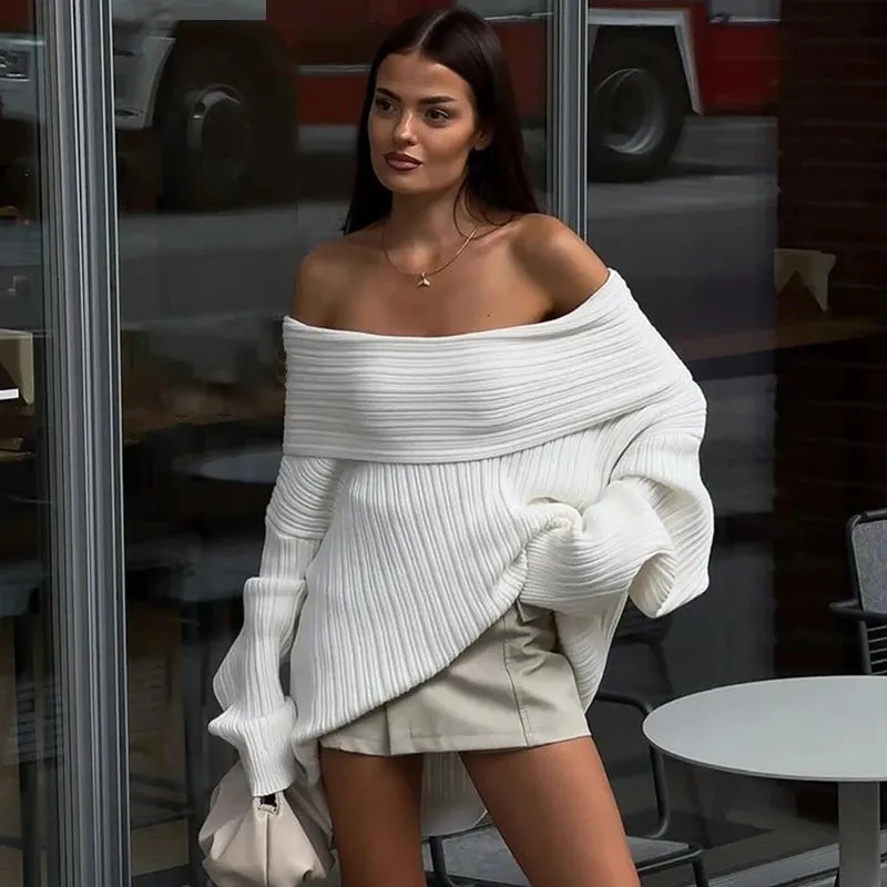 Elegant Off-Shoulder Sweater for Fall & Winter