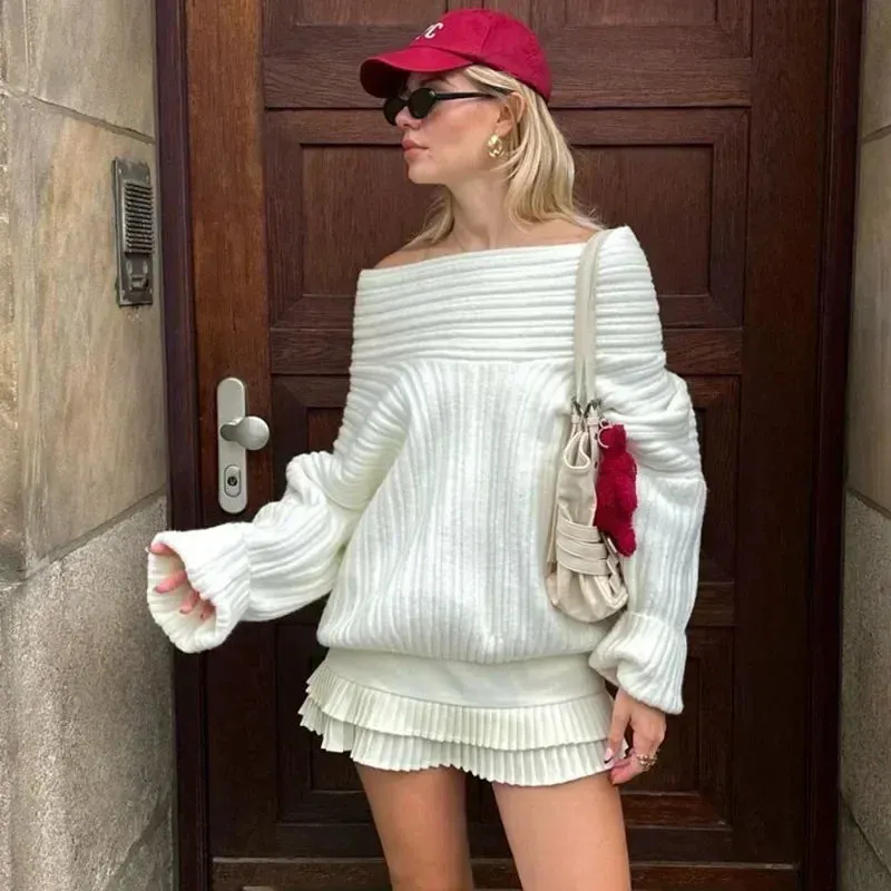 Elegant Off-Shoulder Sweater for Fall & Winter
