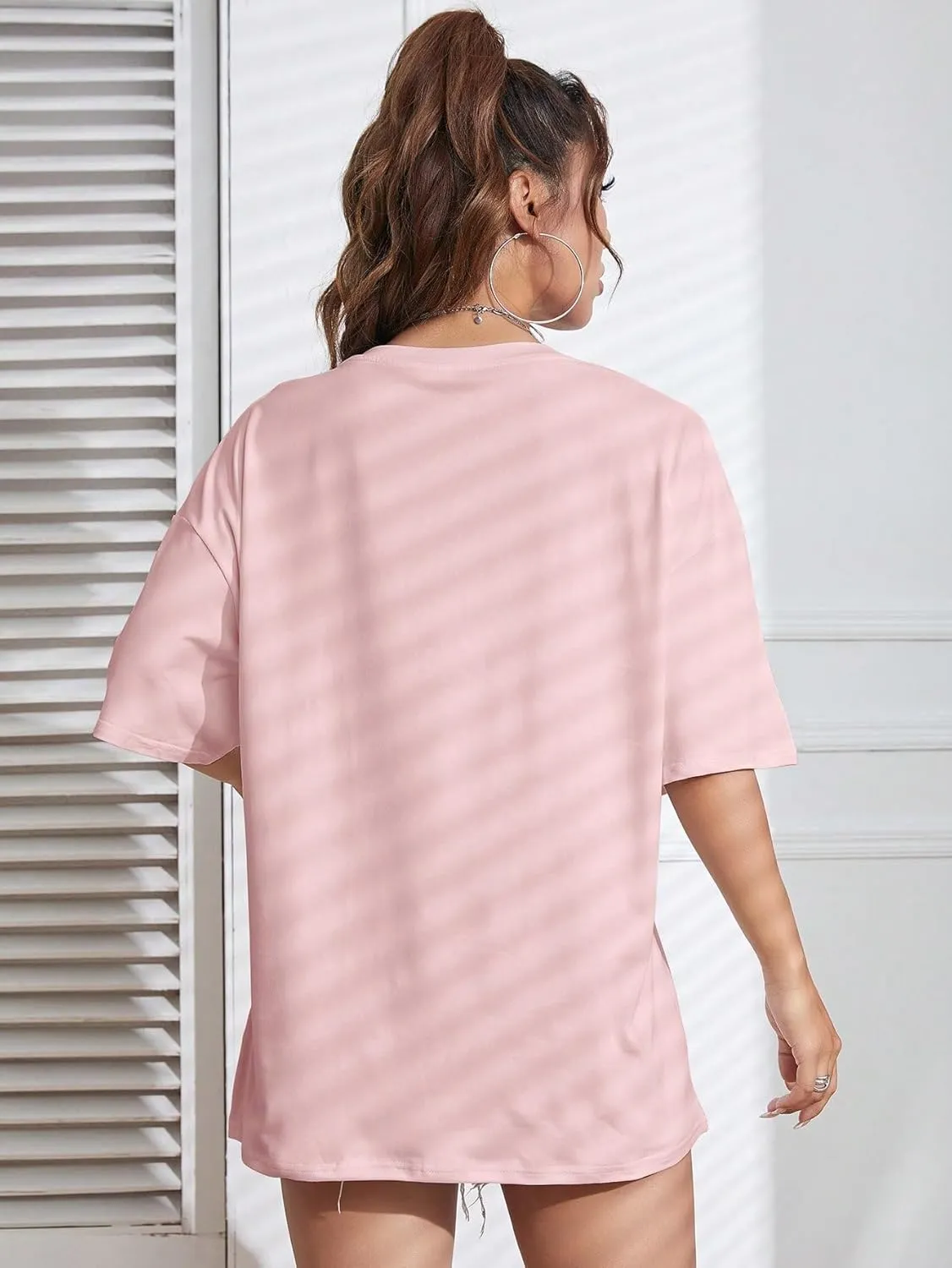 Fenxxxl Womens Oversized T Shirts Crewneck Short Sleeve Tops Loose Fit Summer Casual Blouse Y2K 2024 Basic Tee