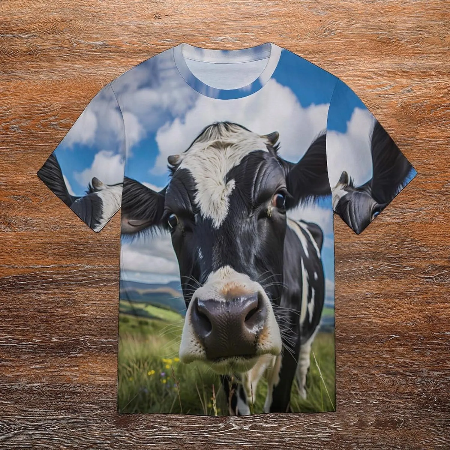 Funny Cow Farm Animal Men's T-Shirts Short Sleeve Tee Hawaiian Shirt Summer Tops Casual Workout Shirts