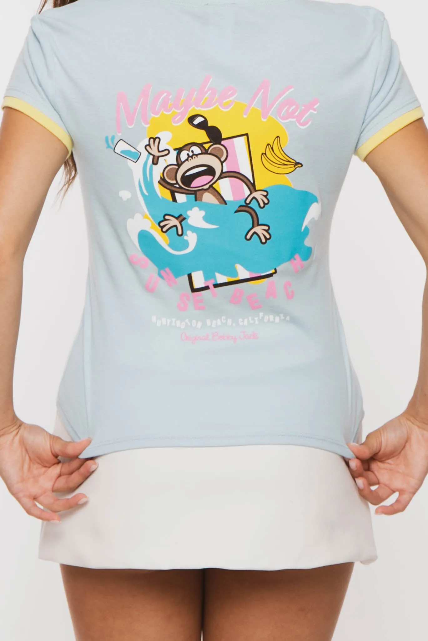 Just Vibin - Bobby Jack Rhinestone Ringer Top - Blue