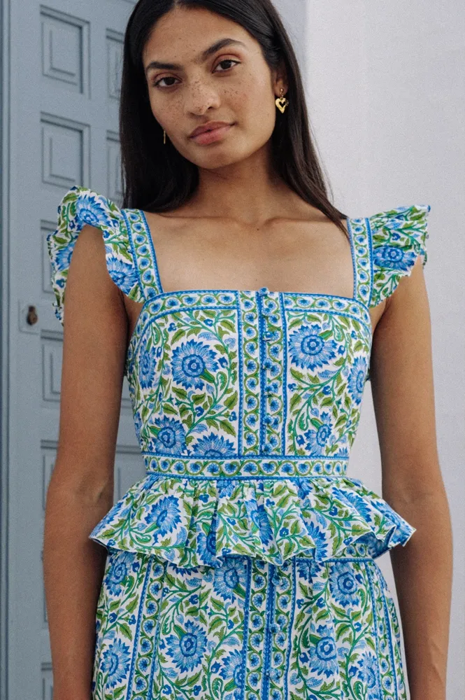Pink City Prints Freya Peacock Border Top