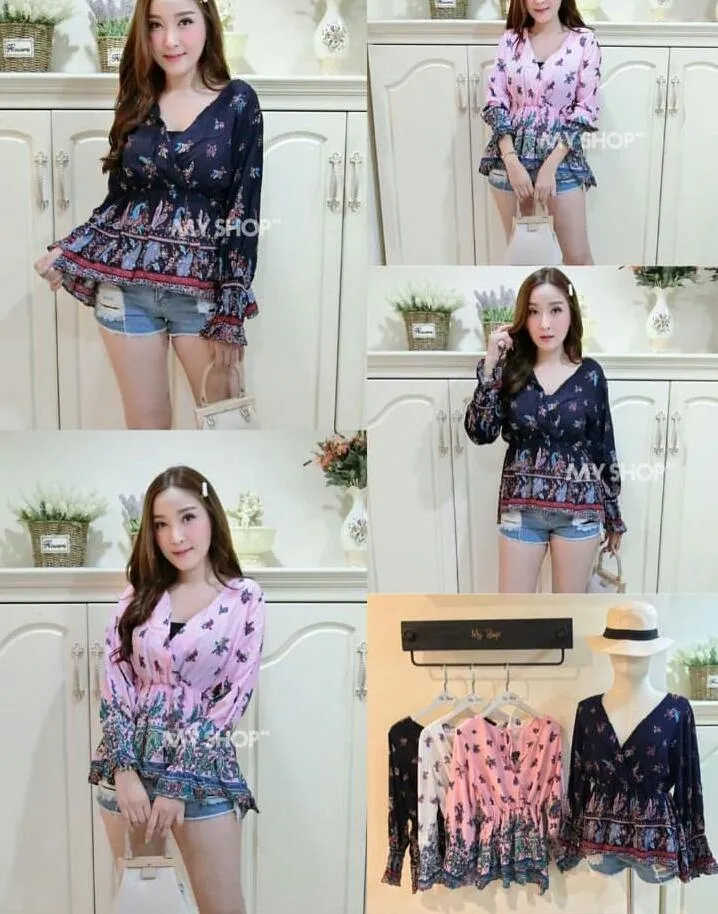 Printed Peplum Tops - Clarissa