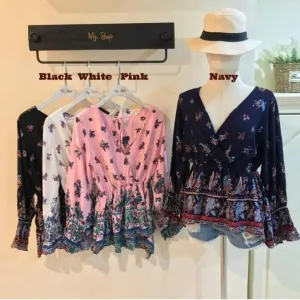 Printed Peplum Tops - Clarissa