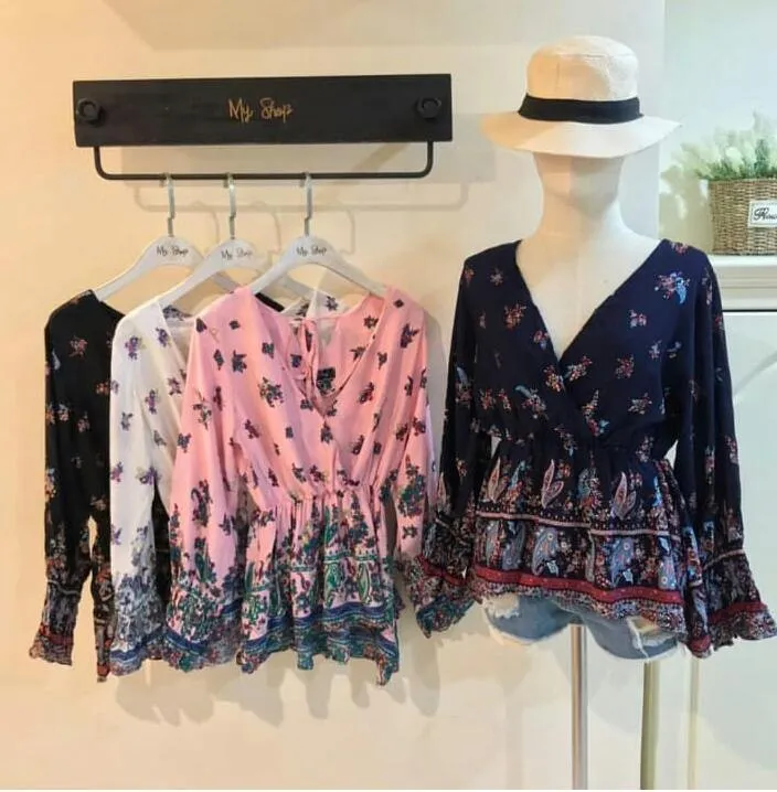 Printed Peplum Tops - Clarissa