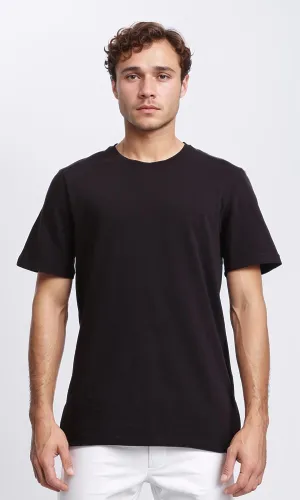 R210240 - Solid Pattern Slip On Basic Tee - Black
