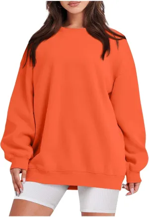 slqdgmryz Crew Neck Sweatshirts Women Oversized Preppy Sweatshirt Loose Fit Long Sleeve Fleece Pullover Crewneck Y2k Hoodie