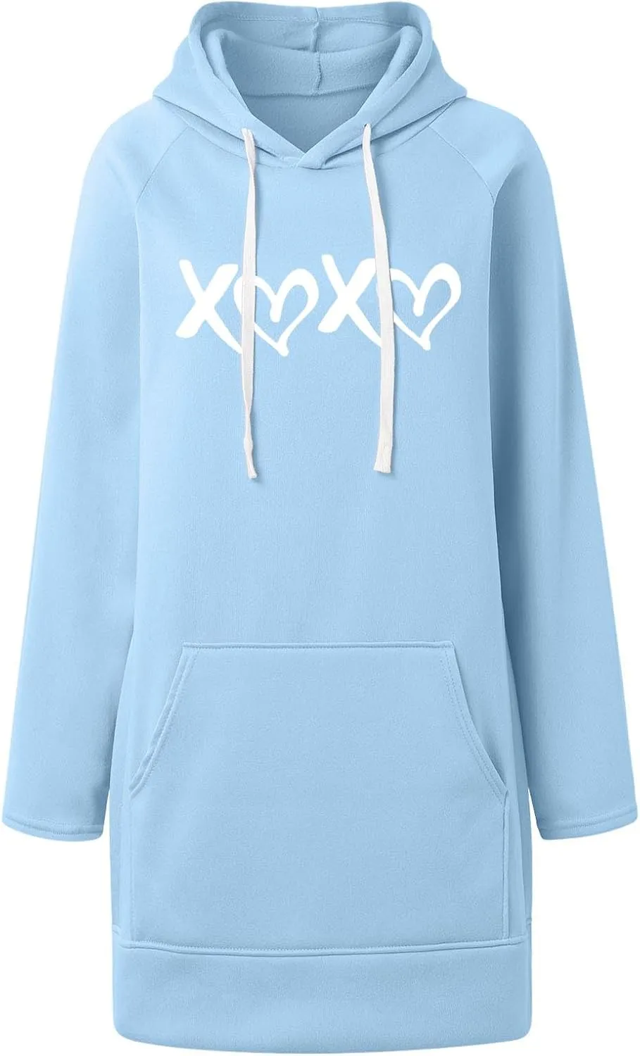 The Warmy Oversized Hoodie Dress,Valentine's Day Dress for Women with Pocket Funny Heart Print Split Hem Hoodies