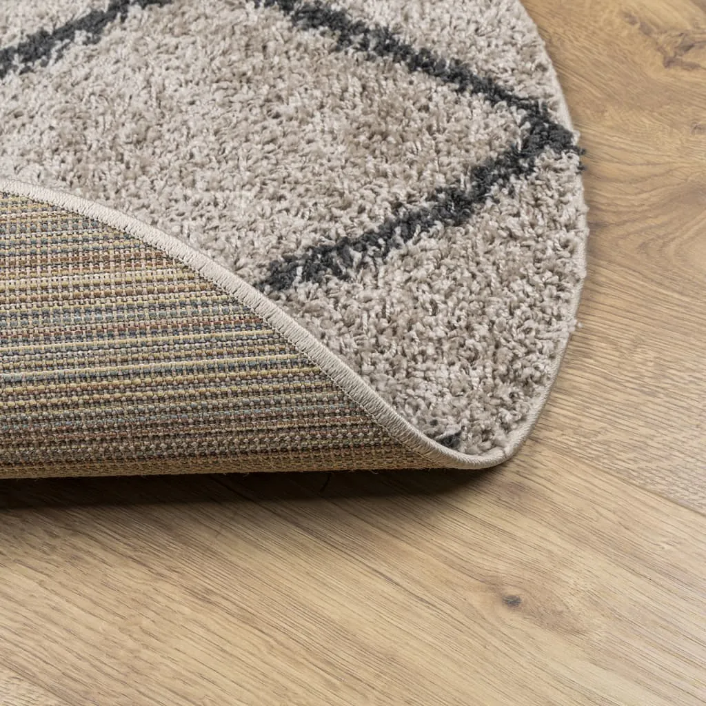 vidaXL Shaggy Rug PAMPLONA - High Pile, Modern Beige & Anthracite, Ø 240 cm – Soft, Cozy & Durable