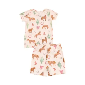 Western Horses Loungewear Short Set