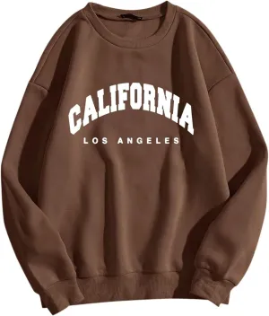 Women's Oversized Crewneck Sweatshirt Long Sleeve Los Angeles California Casual Pullover Loose Fashion Tops