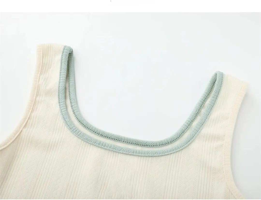 Womens Sleeveless Knitted Camisole Vest Summer Embroidery Slim Short Tanks Tops