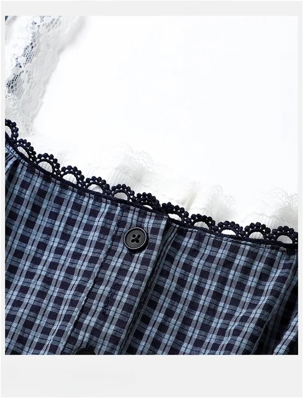 Womens Spliced Lace Fake Two-Piece Tank Top Plaid Sleeveless Ruffles Slim Short Camisole Tops