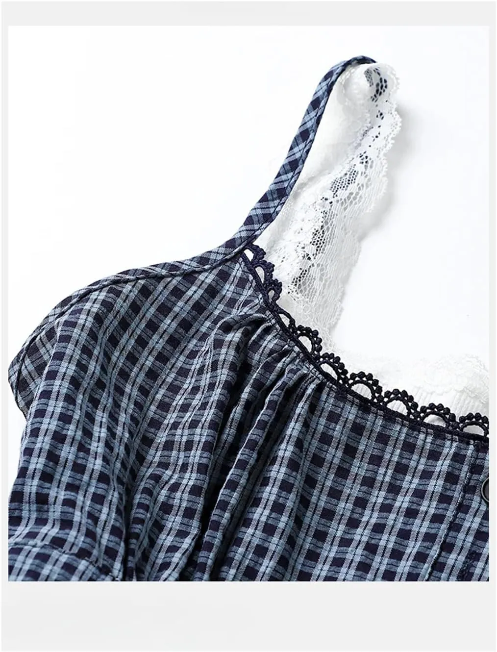 Womens Spliced Lace Fake Two-Piece Tank Top Plaid Sleeveless Ruffles Slim Short Camisole Tops